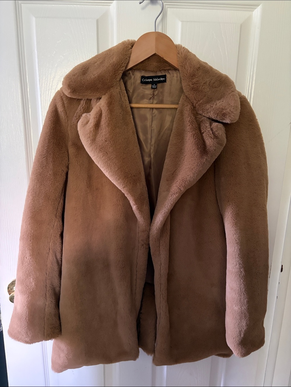 Catherine Malandrino Camel Teddy Faux-Fur Coat
